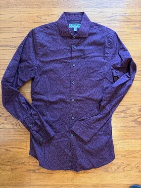 Express Men’s Plum Patterned Dress Shirt